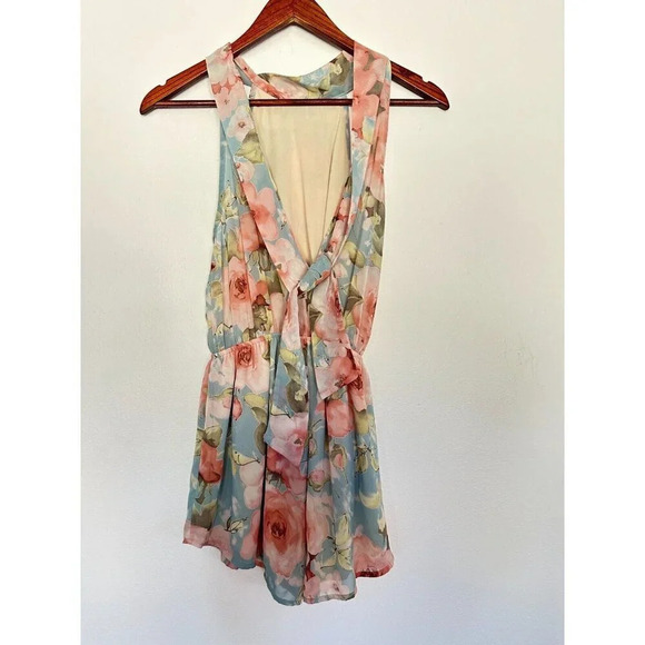 Audrey 3+1 Sweetheart Sleeveless Floral Pattern Romper Size Small - Picture 2 of 2